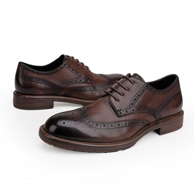 Skor Herr Läder Oxford Klänning Business Casual Brogue Graverade Bröllopsskor Derby