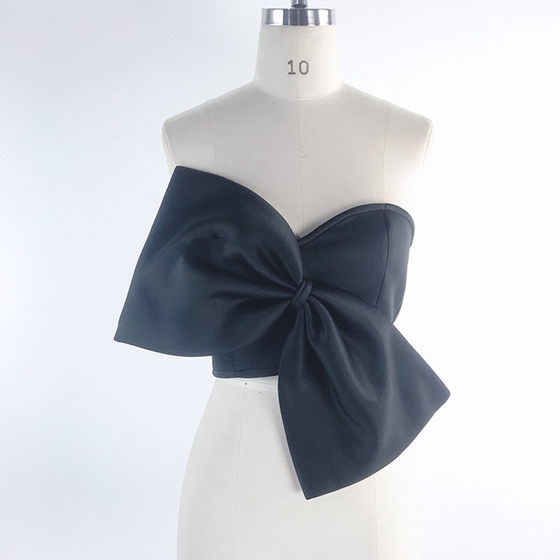 Sexig Blus Bowknot Crop Top