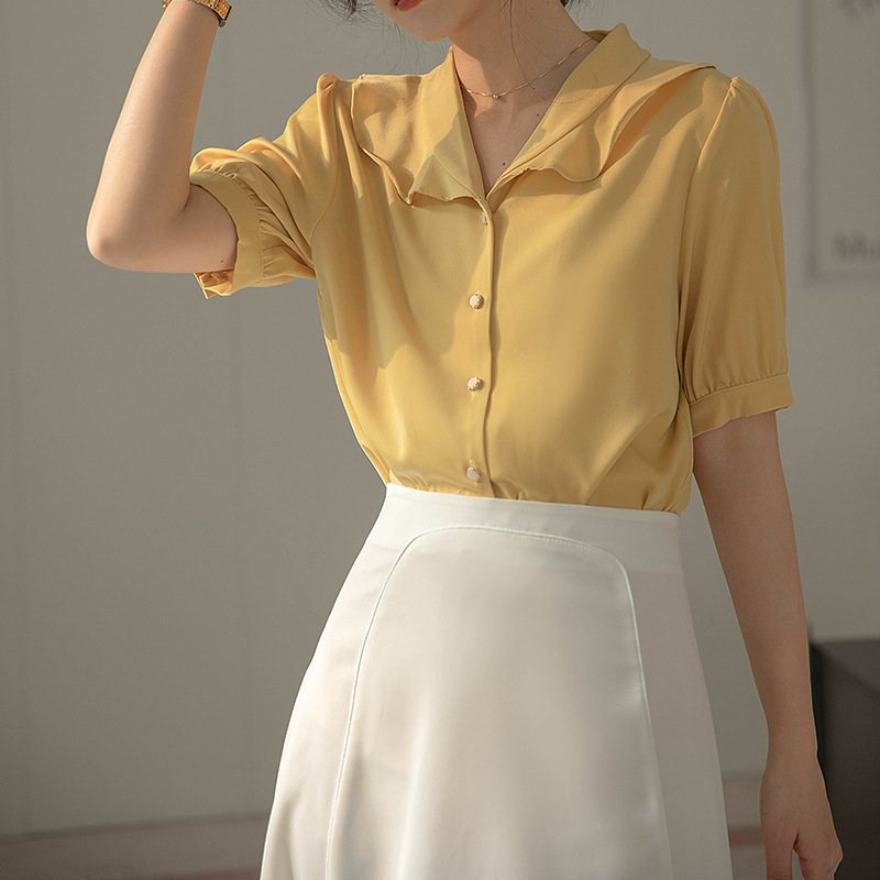 Temperament White Shirt Lady Fashion Chic High Sense Top