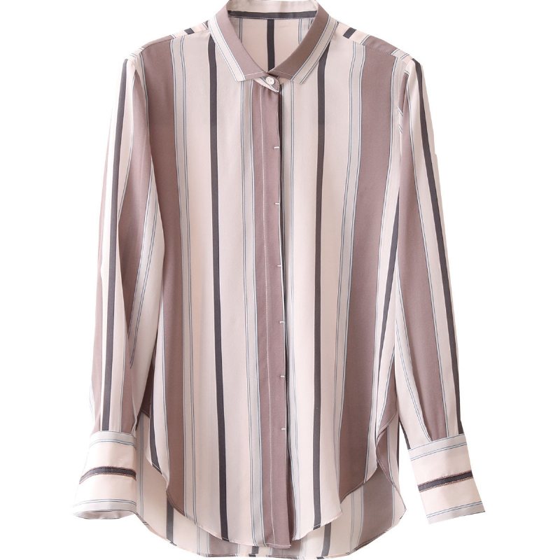 Vertical Stripe Damskjorta Casual Lös