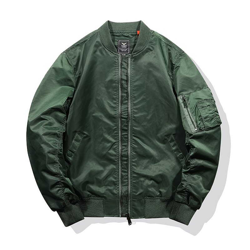 Aviator Jacka Baseball Uniform Cargo Herr Enfärgad