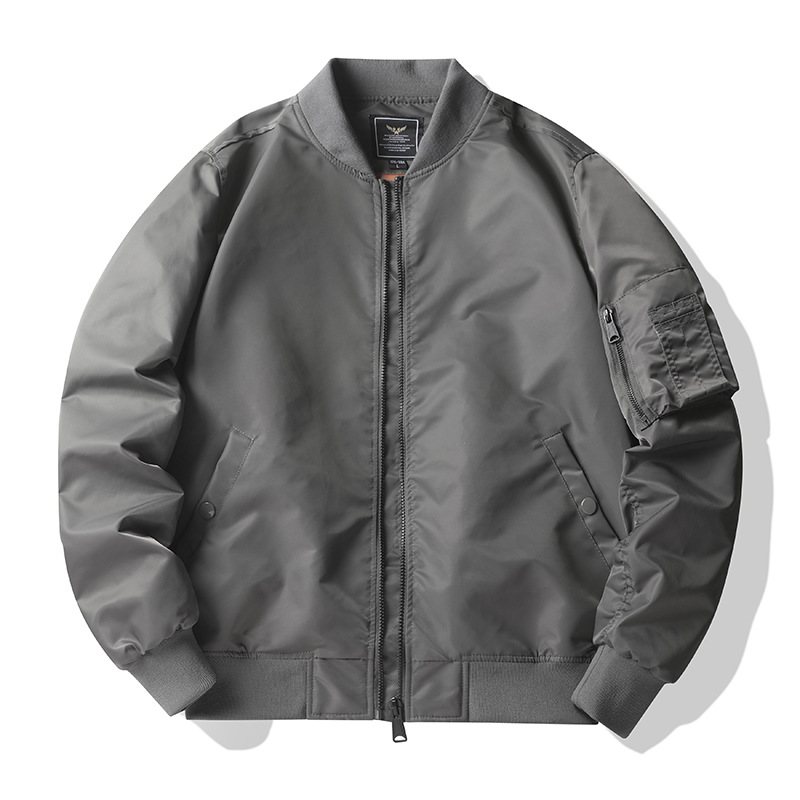 Aviator Jacka Baseball Uniform Cargo Herr Enfärgad