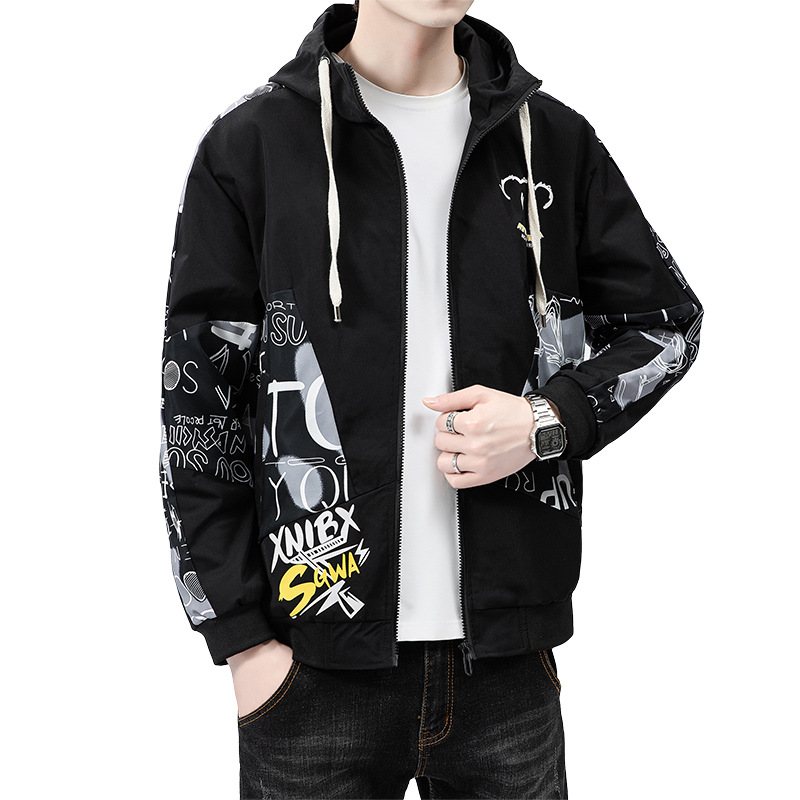 Casualjackor För Män Trend Hooded Cardigan Lös Windbreaker Sport