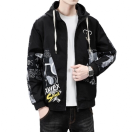 Casualjackor För Män Trend Hooded Cardigan Lös Windbreaker Sport