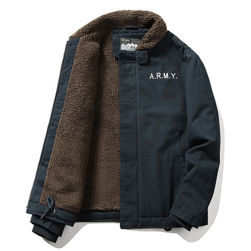 Cotton Coat Herr Arbetskläder Jacka Casual Enfärgad Enkelknäppt