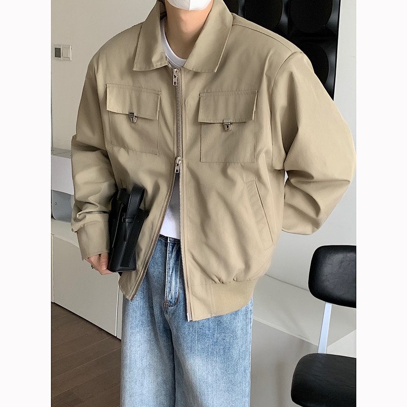 Cropped Workwear Jacka Herr Enfärgad Lös