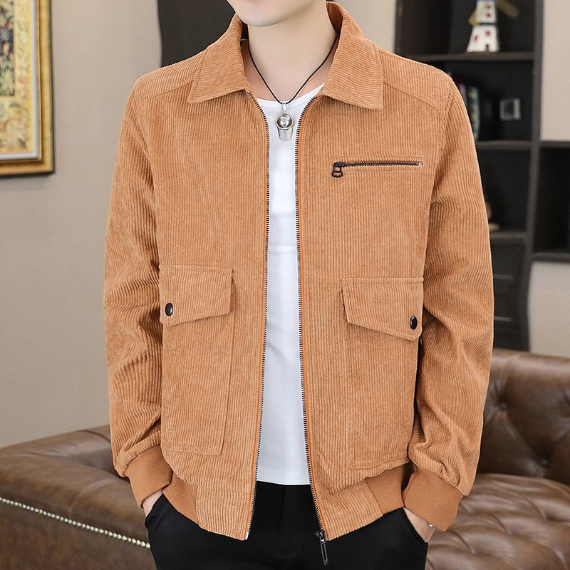 Herrjackor Casual Corduroy Lapel Dragkedja