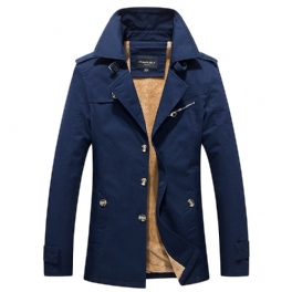 Herrjackor Casual Trench Coat Stativ Krage Enfärgad