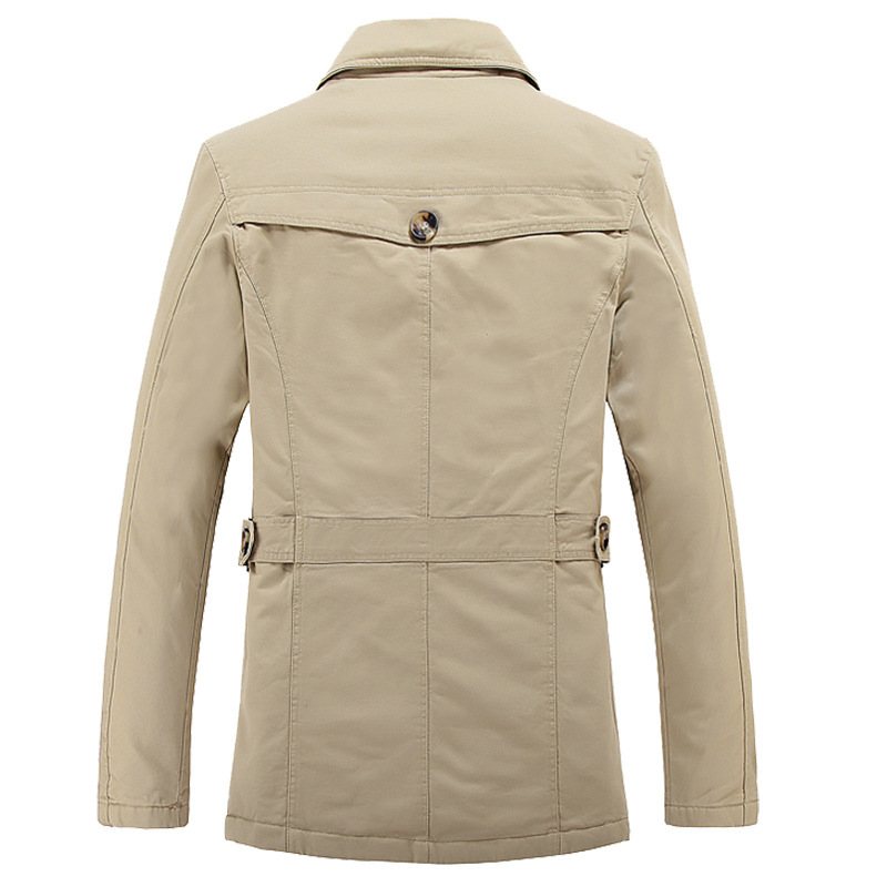 Herrjackor Casual Trench Coat Stativ Krage Enfärgad