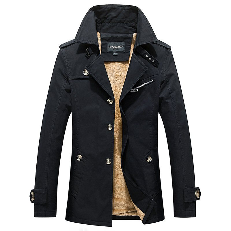 Herrjackor Casual Trench Coat Stativ Krage Enfärgad