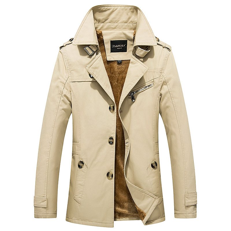 Herrjackor Casual Trench Coat Stativ Krage Enfärgad