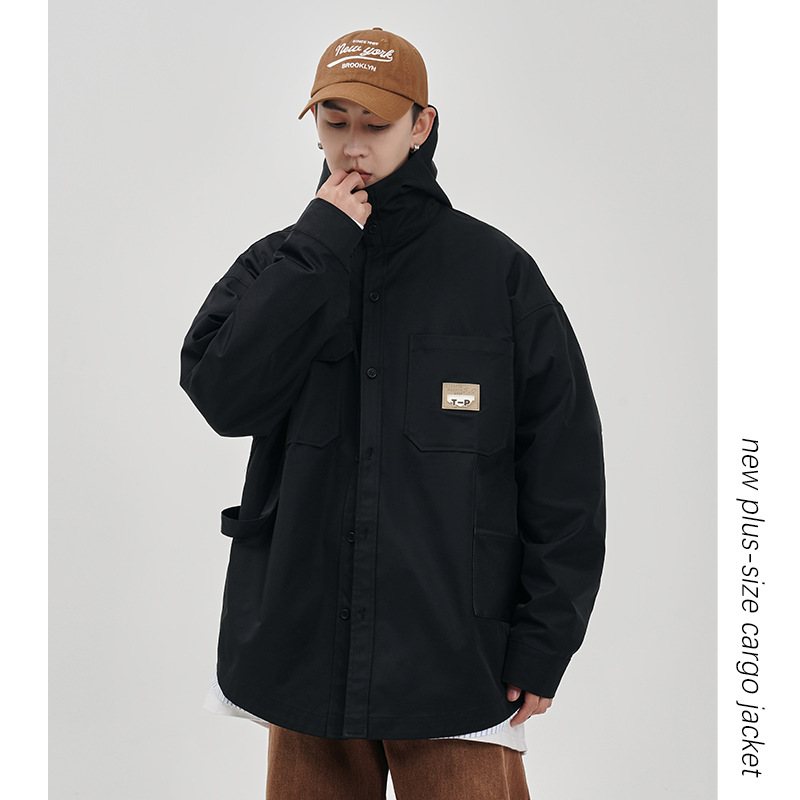 Jackor Herr Multi Pocket Arbetskläder Ytterkläder Outdoor Casual Hooded