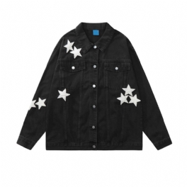 Jeansjacka För Män 2024 Star Patch Trim Jacka