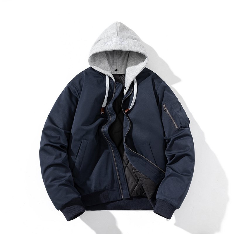 Män Trendiga Cotton Coats Enfärgade Jackor Hooded