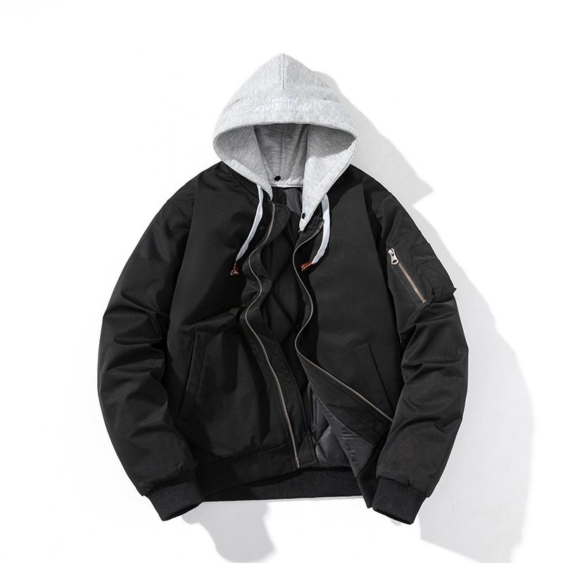 Män Trendiga Cotton Coats Enfärgade Jackor Hooded