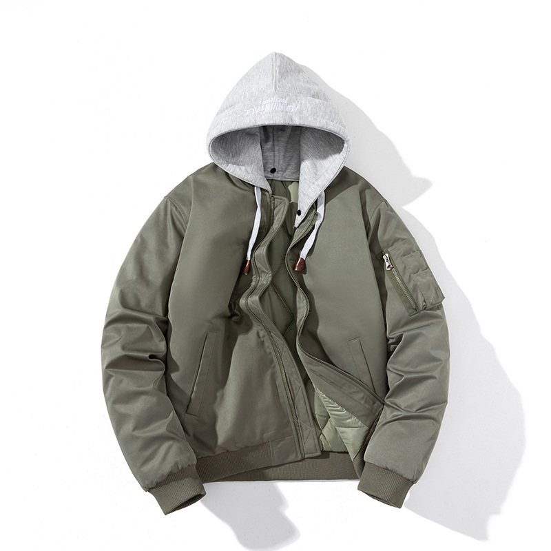 Män Trendiga Cotton Coats Enfärgade Jackor Hooded