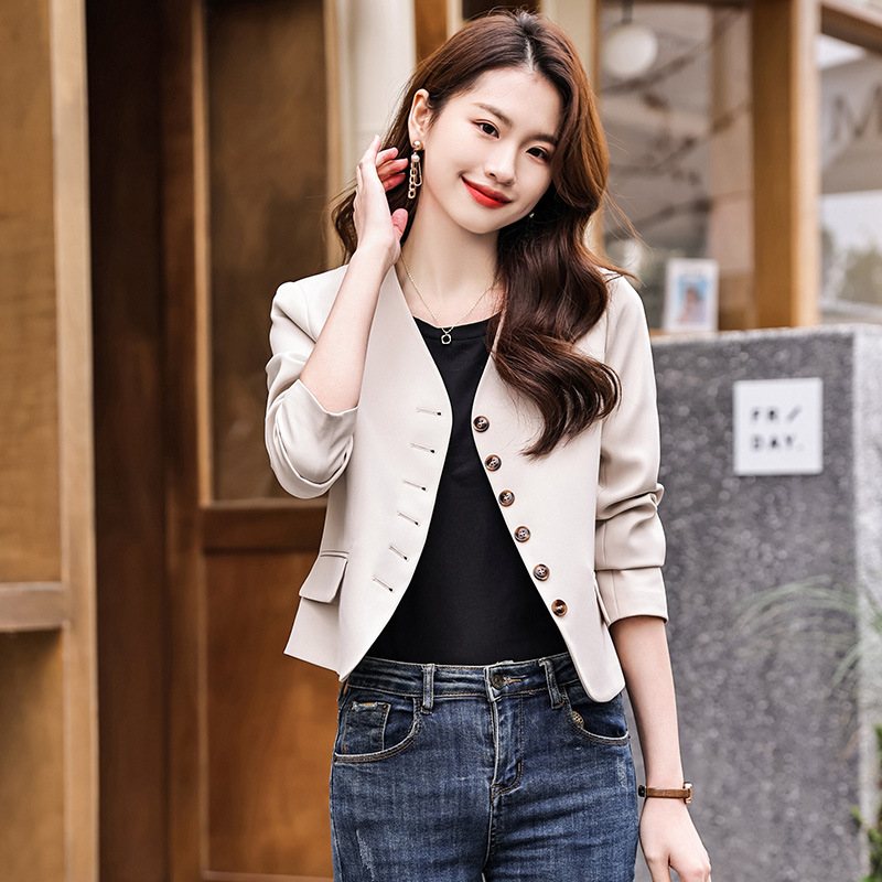 Casual Cropped Coat Dam 2024 Elegance Blazers Topp