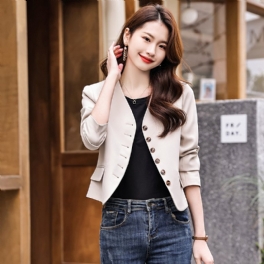 Casual Cropped Coat Dam 2024 Elegance Blazers Topp