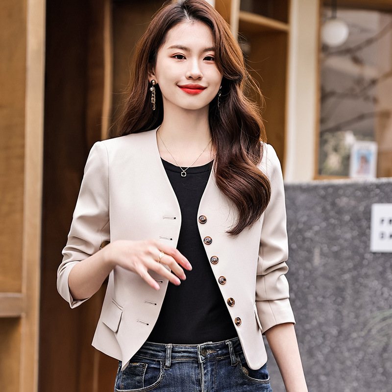 Casual Cropped Coat Dam 2024 Elegance Blazers Topp