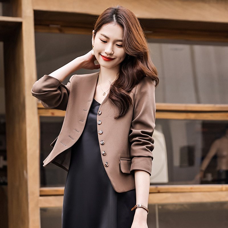 Casual Cropped Coat Dam 2024 Elegance Blazers Topp