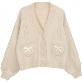 Tredimensionell Cardigan Sweater Jacka Dam Sweet Stickning