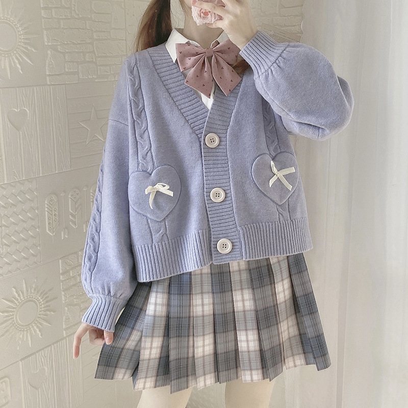 Tredimensionell Cardigan Sweater Jacka Dam Sweet Stickning