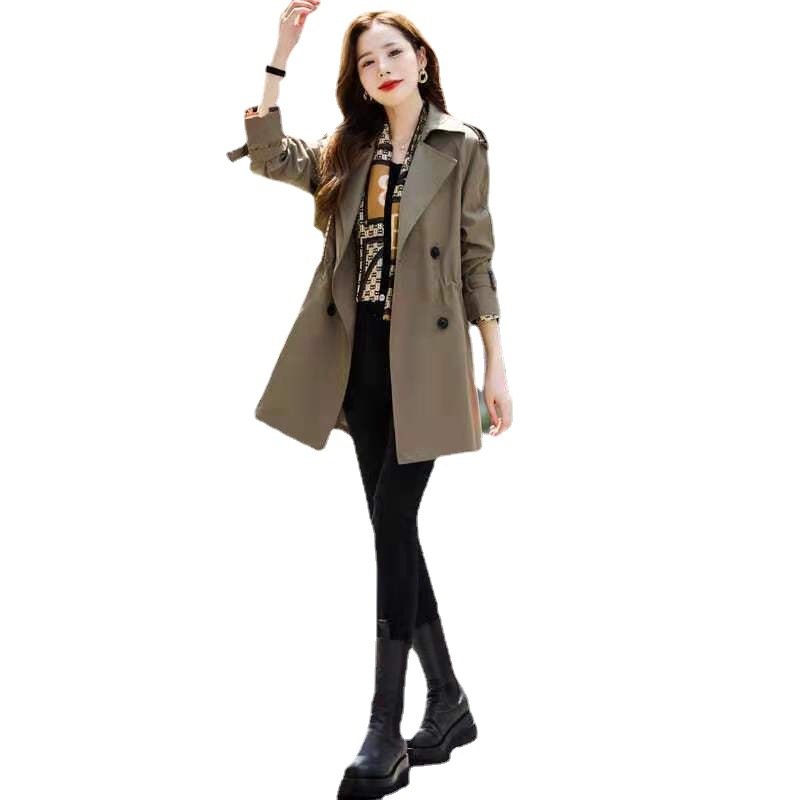 Trenchcoat För Kvinnor Kort 2024 Khaki Loose Coat Trend