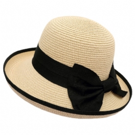 Solskydd Halmhatt Dammode Elegant Rosettknut Top Hat Sommar