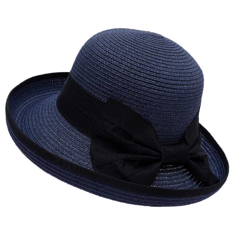 Solskydd Halmhatt Dammode Elegant Rosettknut Top Hat Sommar