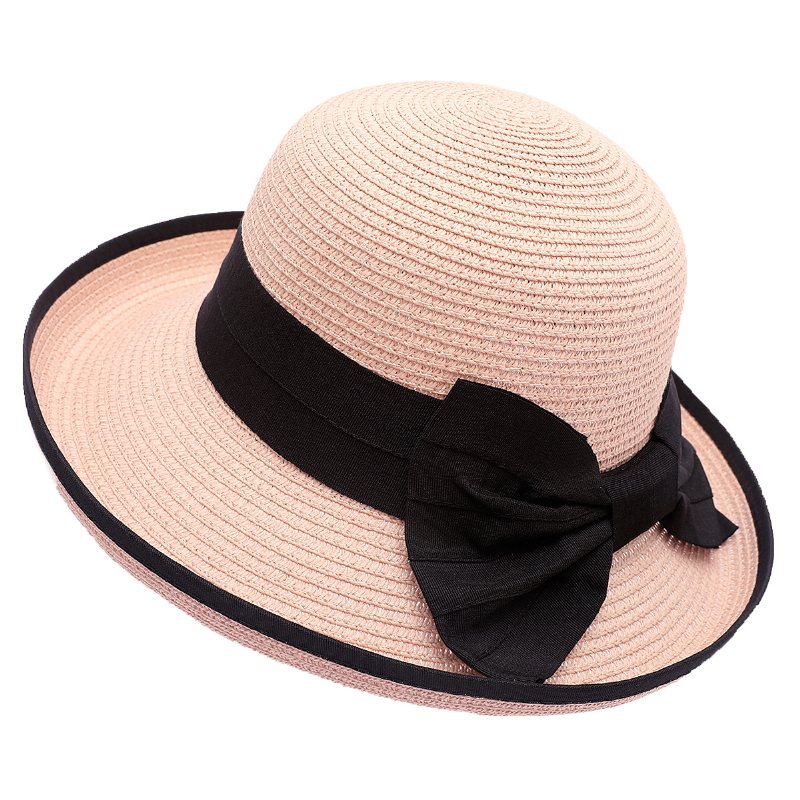 Solskydd Halmhatt Dammode Elegant Rosettknut Top Hat Sommar