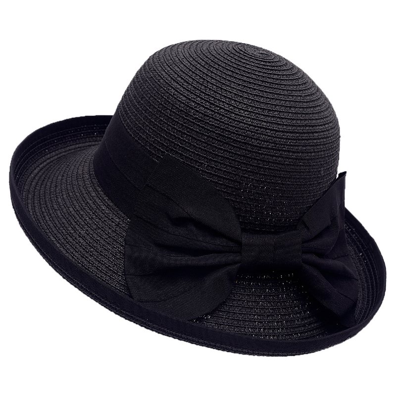 Solskydd Halmhatt Dammode Elegant Rosettknut Top Hat Sommar