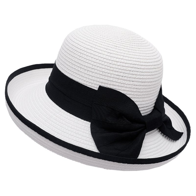 Solskydd Halmhatt Dammode Elegant Rosettknut Top Hat Sommar