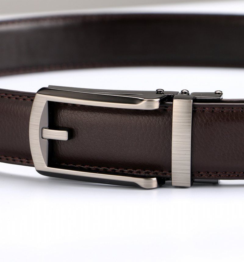 Läder Falsknålsbälte Automatiskt Spänne Bälte Comfort Click Belt Specialbälte För Män