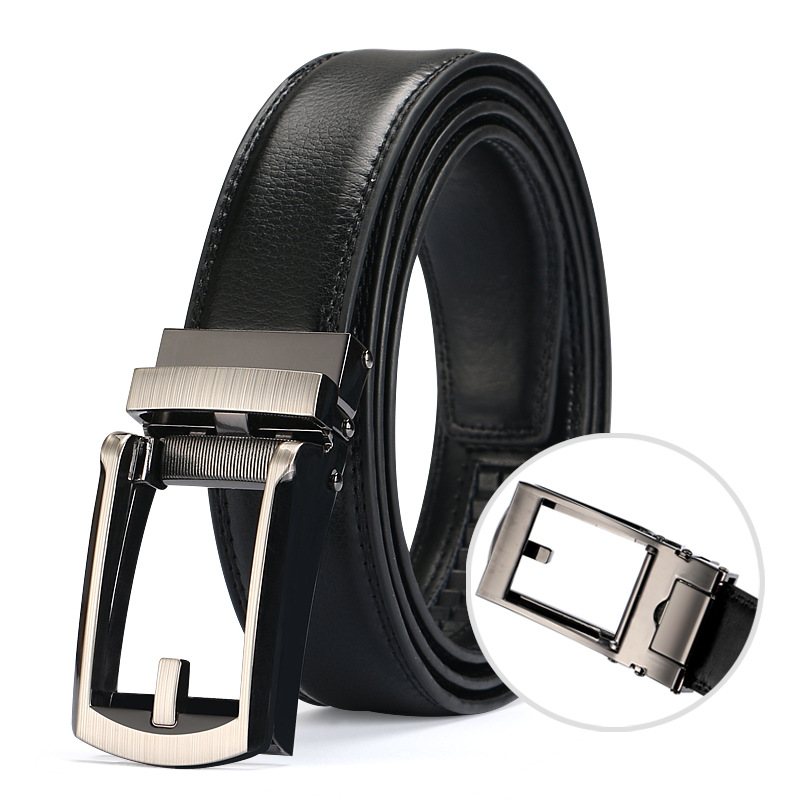 Läder Falsknålsbälte Automatiskt Spänne Bälte Comfort Click Belt Specialbälte För Män