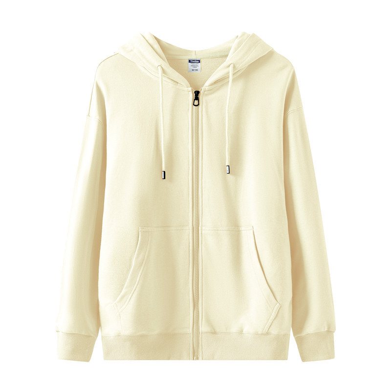 Enfärgad Dragkedja Hooded Loose Jacka Herr Cardigan Sports