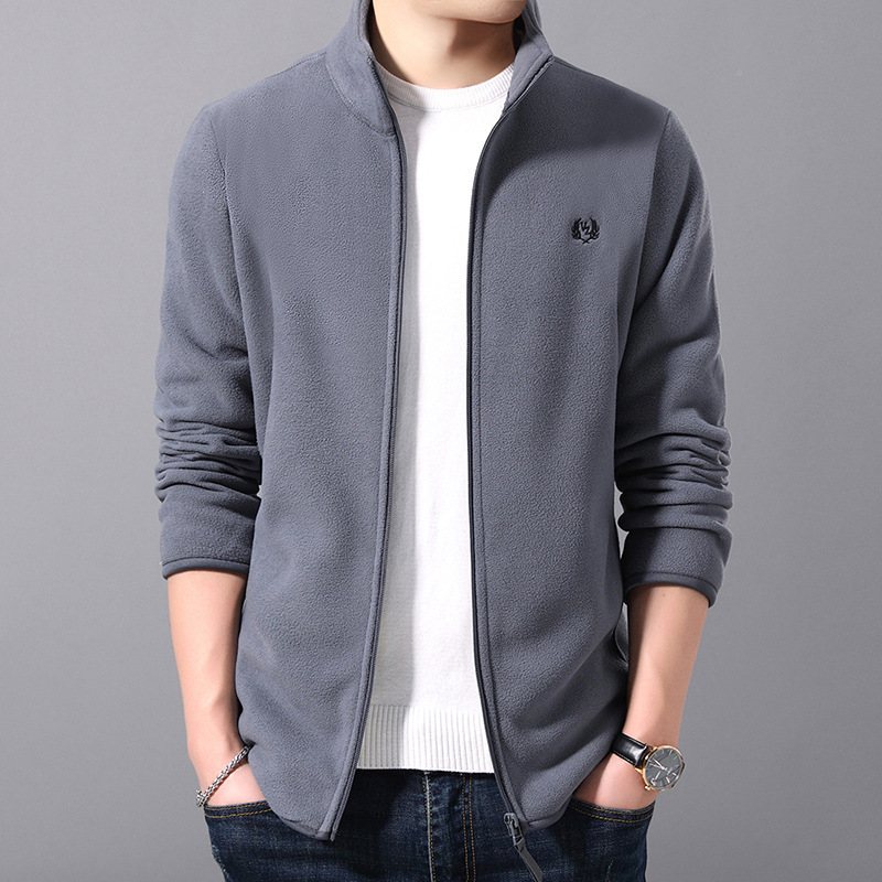 Fleece Herrjacka Stativ Krage Top Casual Cardigan