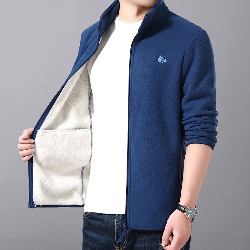 Fleece Herrjacka Stativ Krage Top Casual Cardigan