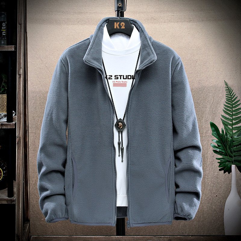 Herrkappa Stickad Fleece Cardigan Trend Stativ Krage Slim Fit Dragkedja