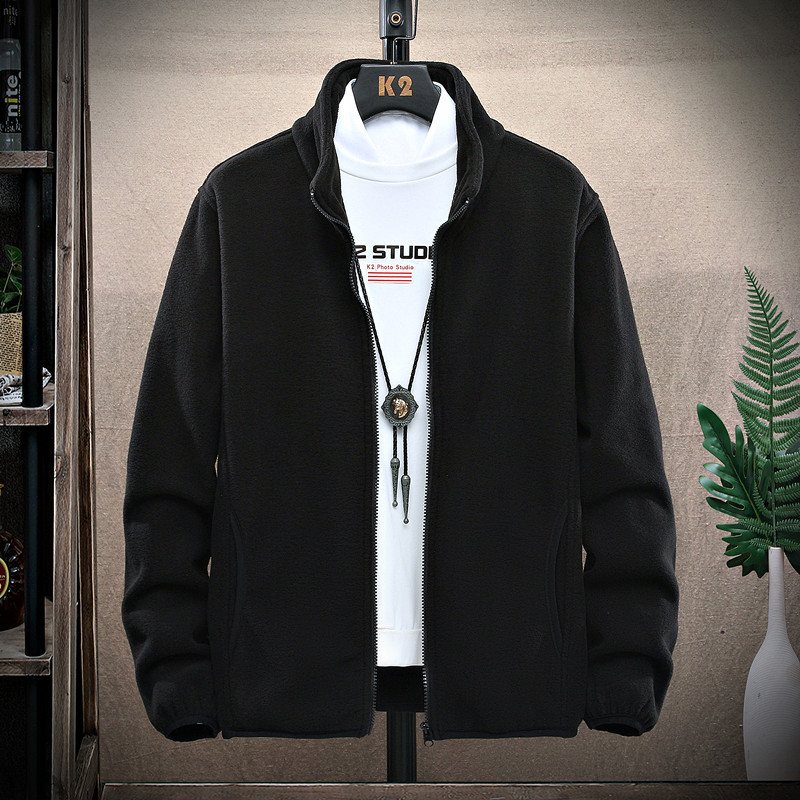 Herrkappa Stickad Fleece Cardigan Trend Stativ Krage Slim Fit Dragkedja