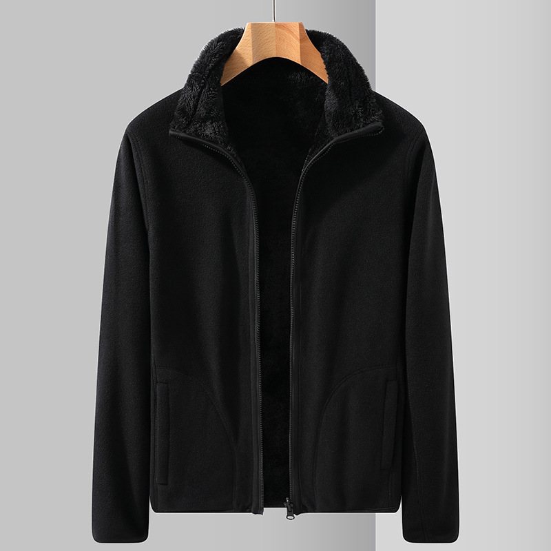 Jackor Herr Casual Fleece Coat Kraglös Dragkedja