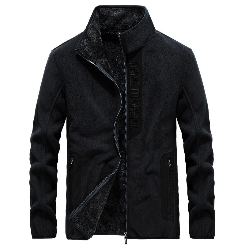 Jackor Herr Casual Fleece Coat Kraglös Dragkedja