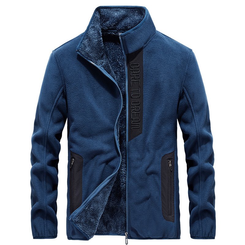 Jackor Herr Casual Fleece Coat Kraglös Dragkedja