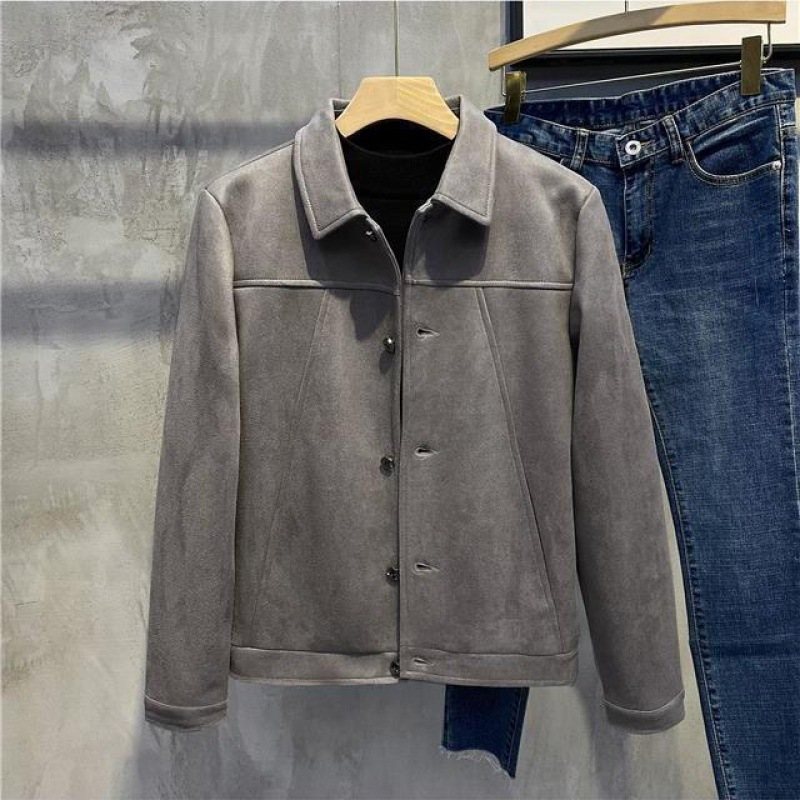 Män Slim Lapel Cropped Toppar Casual Coats