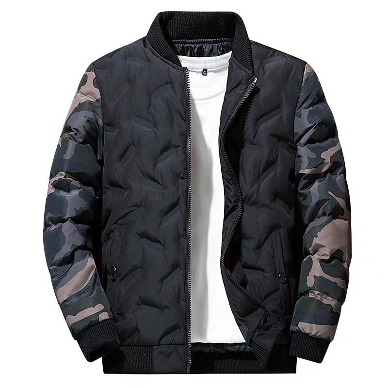 Mans Bomullsjacka Camouflage Baseball Trend Kort Tryckt Casual