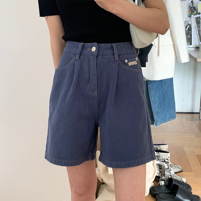 2024 Sommar A-line Jeans Damshorts Med Hög Midja Med Raka Breda Ben