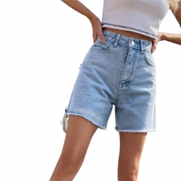 Dam Jeans Shorts Trendiga Lös Casual Hög Midja Lös