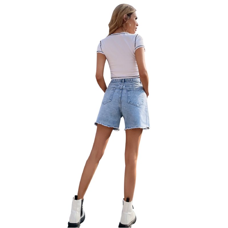 Dam Jeans Shorts Trendiga Lös Casual Hög Midja Lös