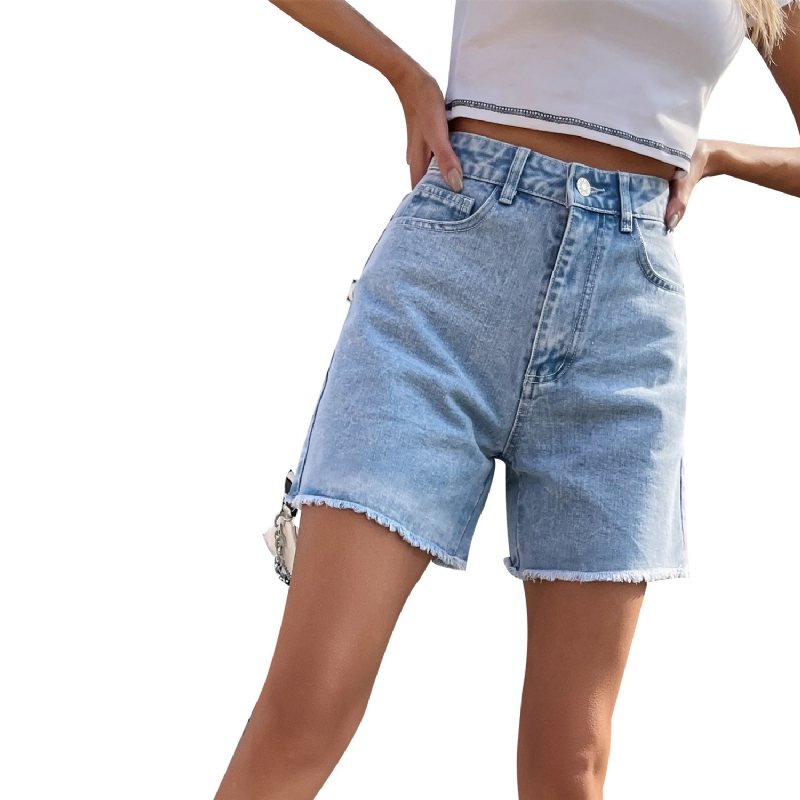 Dam Jeans Shorts Trendiga Lös Casual Hög Midja Lös