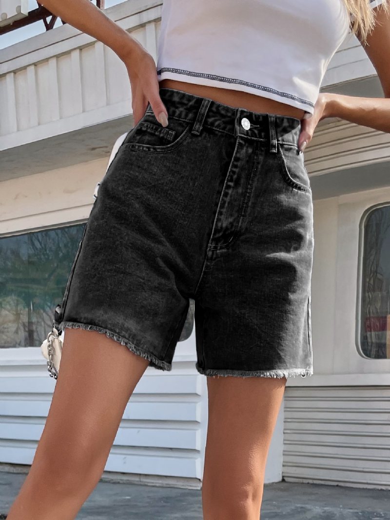 Dam Jeans Shorts Trendiga Lös Casual Hög Midja Lös