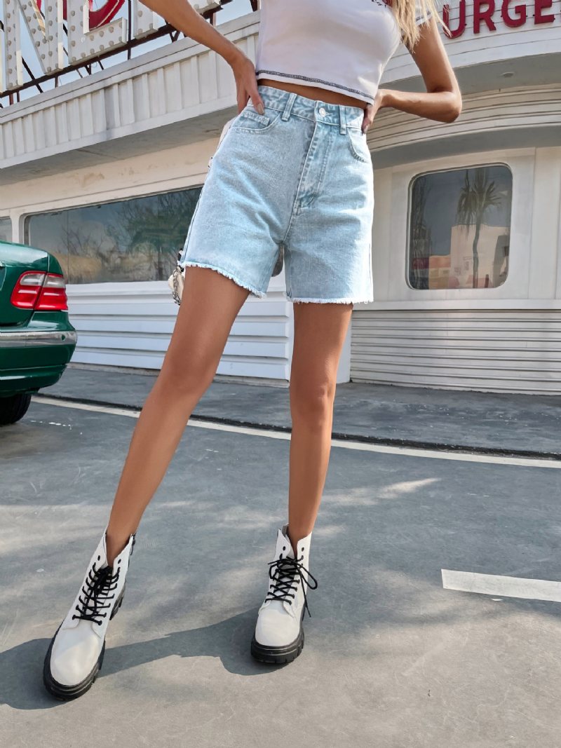 Dam Jeans Shorts Trendiga Lös Casual Hög Midja Lös